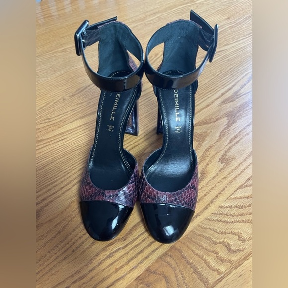 Anthropologie Deimille Noha Cap-Toe Reptile Print Leather Pumps Heels Size 36 - Picture 7 of 12